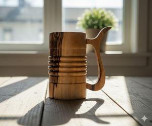 Handmade Rustic Solid Wood Tankard Beer Mug High Quality Eco-Friendly Birthday Party Camping Tabletop <b>Home</b> Use - Product Image 6