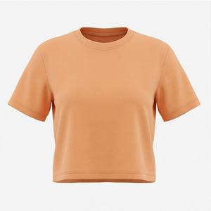 Camisetas Cortas Sexys de Manga Corta para Mujer, Color Personalizado, Alta Calidad, Cómodas, de Tela Satinada Suave, Cuello Redondo - Product Image 1