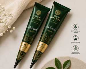 Custom Printed Mehndi Cone Natural Henna Tattoo Pigment Tube 25g No Chemicals Rich Color for Salon <b>Body</b> <b>Art</b> - Product Image 2