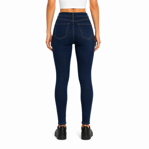 Factory Price Womens High Waist <b>Stretch</b> Skinny Jeans Slim Fit Ankle Length <b>Denim</b> Pants Plain Wholesale <b>Denim</b> Trousers Faded Wash - Product Image 2