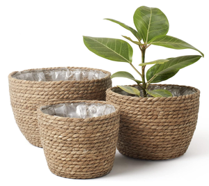 Pots de rangement au sol 24L en jonc de mer sculpté à la main, style rétro, fabriqués au Vietnam, avec poignées, tressés à la main, écologiques et durables - Product Image 1