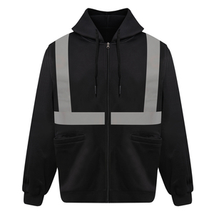 Sweat à capuche de sécurité réfléchissant personnalisé, épais, unisexe, imperméable, grande taille, haute visibilité, brodé, en gros - Product Image 3