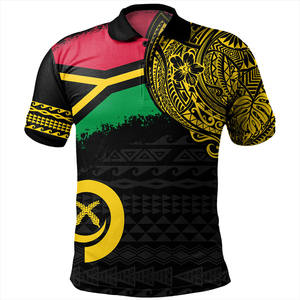 Men's Black Short Sleeve Polo <b>Shirt</b> With Vanuatu Flag Pattern Sublimation Print Regular Fit Casual Design <b>100</b>% <b>Polyester</b> - Product Image 5