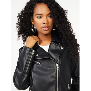 High Quality <b>Women</b> <b>Leather</b> <b>Jacket</b> Modern Casual Fashion Outerwear Stylish Zip Up Biker <b>Jacket</b> Custom Private Label Supplier - Product Image 5