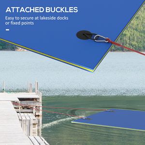 Tapis flottant gonflable bleu en forme de nénuphar de 9 x 6 pieds pour 2 adultes, idéal pour lac, piscine, océan, plage et bateau. - Product Image 6