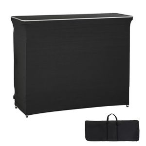 Table de bar pliante portable 43,5x15,4x39,8 po avec sac de transport, 2 étagères amovibles et jupe de protection, installation rapide - Product Image 1