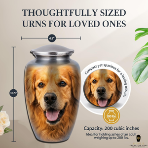 โกศใส่เถ้ากระดูกสัตว์เลี้ยงสำหรับสุนัขพันธุ์โกลเด้นรีทรีฟเวอร์ขนาดใหญ่ ทำจากอะลูมิเนียม ขนาด 220 คิวบิกอินช์ เป็นมิตรกับสิ่งแวดล้อม ทนทาน - Product Image 4