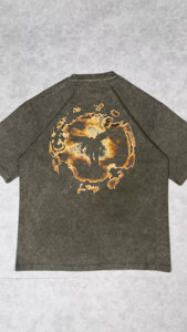 <b>Men's</b> Acid Wash Oversized T <b>Shirt</b> Vintage Graphic Print Heavyweight Cotton Streetwear Drop Shoulder Casual Tee - Product Image 2