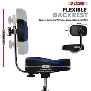 5 Core <b>Drum</b> Throne w Backrest 4" Padded Stool Airlift 25" Adjustable Drummer Stool 441Lb Capacity - Product Image 4