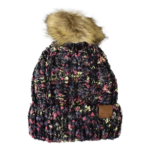 Cable Knit <b>Beanie</b> With Fur Pom Pom Red Unisex Winter Hat Hand <b>Knitted</b> Solid Color Casual Outdoor Adult Fit 56-58CM - Product Image 6