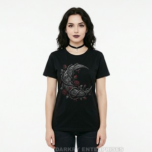Victorian Bat Chandelier T Shirt Women Custom <b>Maroon</b> Graphic Tee Baroque Gothic Ladies <b>Tops</b> Cotton Female Apparel Manufacturer - Product Image 4
