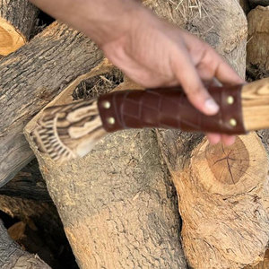 Handmade Industrial Grade Viking <b>Axe</b> Engraved Nordic Head Carbon Steel Blade Wooden Leather Wrap Inspired Scandinavian Heritage - Product Image 6