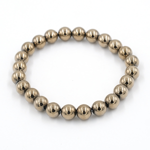 Pulsera de Pirita Dorada Natural, Pulsera Elástica con Cuentas de Piedras Preciosas Redondas de 8 mm, Joyería de Cristal Unisex al por Mayor - Product Image 6