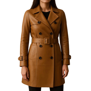 Solid Trader Premium Quality Light Weight Secure Comfortable Daily Commute Clothing Womens <b>Long</b> <b>Leather</b> <b>Jacket</b> - Product Image 1