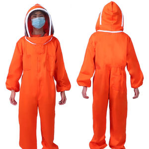 Traje de Apicultor Protector de Poliéster y Algodón, Color Naranja Liso, con Malla en Todo el Cuerpo, Sombrero Redondo Ventilado, Uniforme de Apicultor - Product Image 6