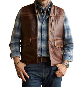 Roadster Homemade Brown Leather Vest - Product Image 3