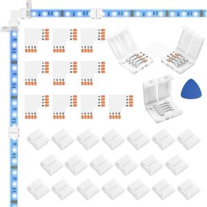 Confezione da 10 Connettori LED a L a 4 Pin, Larghezza 10MM, Senza Fili, Senza Spazi, Adattatore Senza Saldatura per Strisce LED - Product Image 1