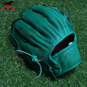 En gros Gants de baseball en cuir vert intégral vert uni pour infield, lanceur, attrapeur et softball, équipement d'entraînement - Product Image 6