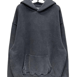 Acid Sunfaded Wash <b>Soft</b> Organic Cotton Winter Beaded Fleece Oversized Streetwear Vintage <b>Hoodie</b> Men's Hoodies & Sweatshirts - Product Image 5