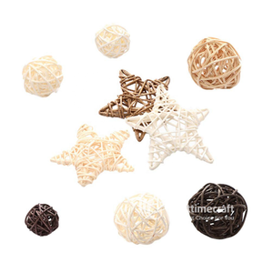 Ornements en osier, ensemble étoile et boule en rotin, accessoires décoratifs artisanaux pour sapin de Noël, mariage et décoration intérieure - Product Image 1