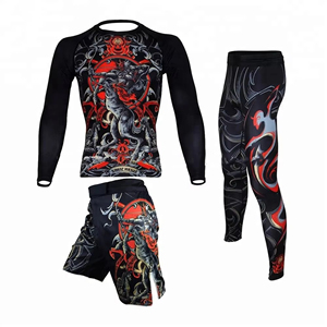Martial Arts Wear Custom-Made MMA Rash Guard Suit High Quality Men Bjj Fitness/<b>Grappling</b> Rash Guard and Shorts set - Product Image 4