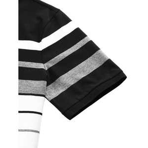 Chemise décontractée pour homme à manches courtes, tricotée unie, respirante, 100 % polyester, imprimée numériquement, coupe classique, noir, blanc, gris - Product Image 4