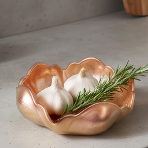 Bol à fleurs en céramique fait main, finition cuivre poli, plat de service décoratif pour la cuisine et la table - Product Image 4
