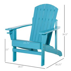 Sedia a sdraio classica Adirondack con portabicchieri integrato, blu cielo intenso, per patio, giardino, falò, terrazza - Product Image 3