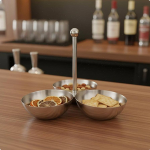 Ensemble de 3 bols de service en métal moderne avec motif feuille dorée pour le service des aliments et la décoration de table - Product Image 4