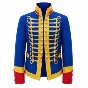 เสื้อแจ็คเก็ตคอจีนสีน้ำเงินสำหรับผู้ชาย แต่งขอบสีแดงและสีเหลือง เหมาะสำหรับชุดยูนิฟอร์ม - Product Image 5