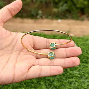 Lightweight adjustable <b>bracelet</b> natural amazonite black onyx double stone <b>bracelet</b> 18k gold plated open <b>cuff</b> <b>bracelets</b> for women - Product Image 6