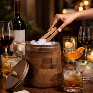Wine bottle ice container Rustic wood wine cooler Premium wooden beverage cooler Handcrafted wooden ice <b>bucket</b> Wine serving ice - Product Image 4