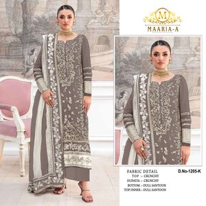 Ropa india y pakistaní de georgette sintético con bordados, traje largo con encaje bordado, salwar kameez para Eid. - Product Image 3