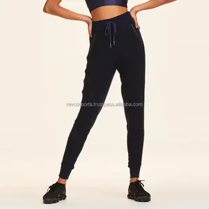 女性运动服Ne基本设计运动裤冬季健身房锻炼女性超柔软保暖慢跑者拉链口袋女性黑色裤子