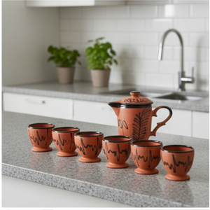 Juego de Tazas de Terracota de Lujo Ecológicas Hechas a Mano con Jarra - Product Image 3