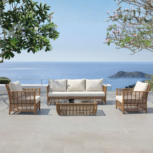Conjunto de Sofás de Mimbre de Bambú Premium Alpine para Patio y Jardín - Product Image 1