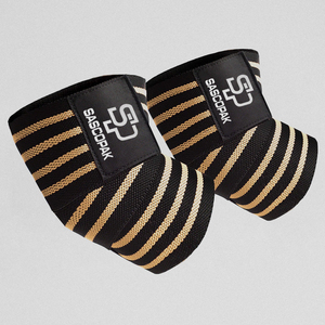 Bandes de compression robustes rayées blanches pour coudes, idéales pour l'haltérophilie, la musculation et l'entraînement en salle de sport - Product Image 2