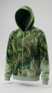 Sweat à capuche unisexe entièrement zippé en coton épais de qualité supérieure, personnalisable par impression et broderie, style streetwear décontracté - Product Image 3