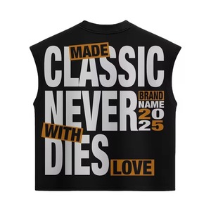 Camiseta sin Mangas con Diseño Gráfico Moderno Personalizado, 100% Algodón, Impresión DTF, con Pedrería, Estilo Urbano, Unisex, Venta al Por Mayor OEM - Product Image 3