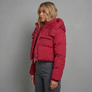 Blouson Bomber d'hiver matelassé en polyester pour femme, style urbain, avec capuche zippée, rembourrage en coton, teint et brodé sur mesure, motif camouflage, OEM - Product Image 2