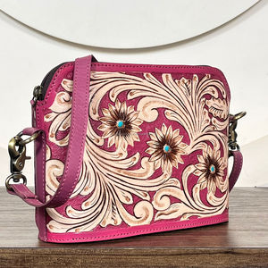 Bolsos Cruzados de Cuero Genuino Hechos a Mano 2026, Estilo Vintage, Gran Capacidad, Portamonedas, Bolsos de Hombro con Patrón Floral - Product Image 4