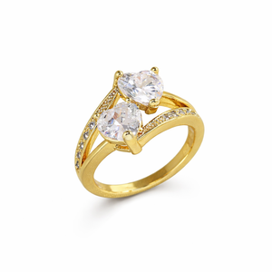 Nouvelle bague de promesse en argent sterling et or blanc 14 carats avec double cœur et diamant de laboratoire, bague à sangle croisée avec diamant de laboratoire, cadeau de Saint-Valentin - Product Image 4