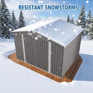 Large Outdoor Storage Shed 10 X 8 FT Metal Garden Tool Shed with Lockable Door Clear <b>Window</b> & Air <b>Vent</b> for Bicycle Storage - Product Image 2