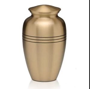 Urna Funeraria de Aluminio Plateado para Cenizas Humanas, Urna Conmemorativa de Sobremesa con Tapa, Florero Decorativo Moderno Redondo - Artesanía India para el Hogar - Product Image 2