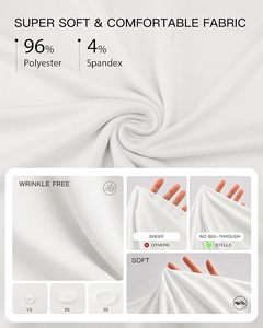 Haut court blanc à col en V et manches courtes pour femme, coupe classique, en coton tricoté, couleur unie, respirant, écologique, séchage rapide - Product Image 5