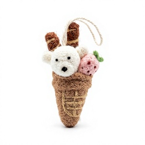 Meilleur Ornament de Noël Personnalisé en Laine Tricotée Faite Main Écologique Style Traditionnel Lapin Fraise Cornet de Glace Himalaya - Product Image 2