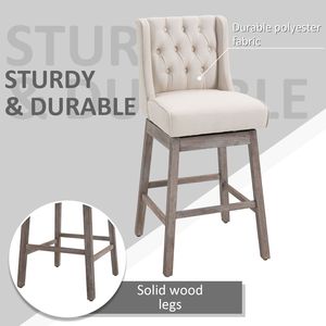 Ensemble de 2 tabourets de bar contemporains Swivel Savvy, rotation à 180 degrés, bois massif avec repose-pieds beige pour cuisine ou bar en métal - Product Image 6