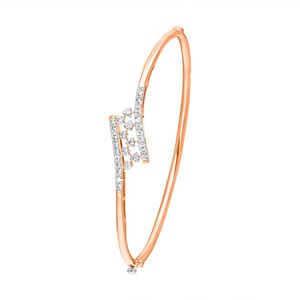 Rose Gold Lab Grown Diamond Asymmetric Geometric Open <b>Bangle</b> <b>Bracelet</b> - Product Image 2
