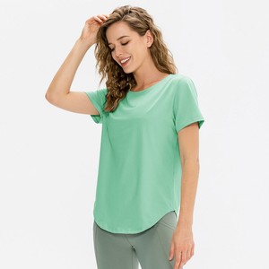 T-shirt à manches courtes bleu clair pour femme, col rond, coupe ample, tissu jersey respirant, vêtements décontractés, toutes saisons, streetwear, grandes tailles - Product Image 3