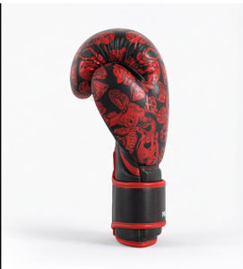 Guantes de Boxeo con Estampado de Calavera y Rosas Góticas, Negros y Rojos, de Cuero PU, para Muay Thai, Kickboxing, Entrenamiento y Sparring - Product Image 3